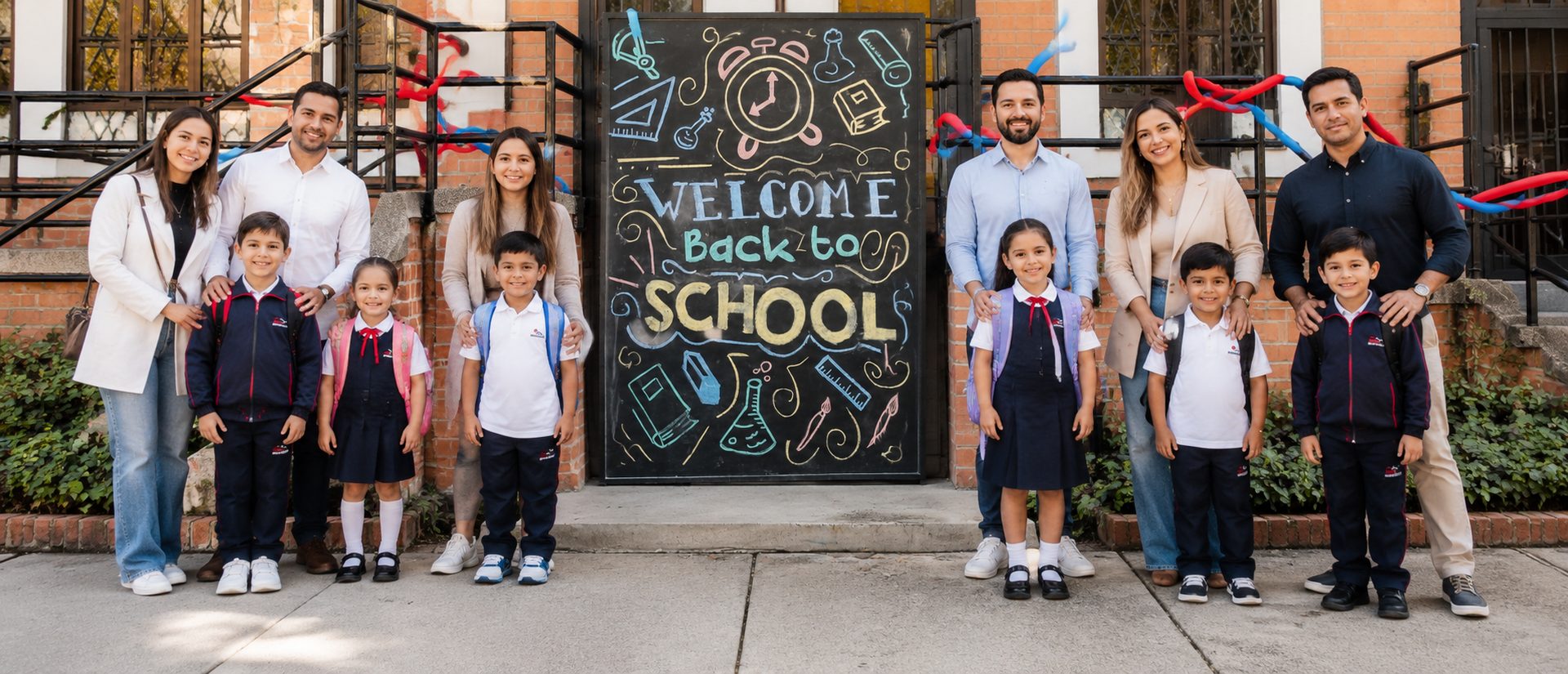 Familias y estudiantes del Gimnasio Superior Nuevos Andes el primer dia de clases
