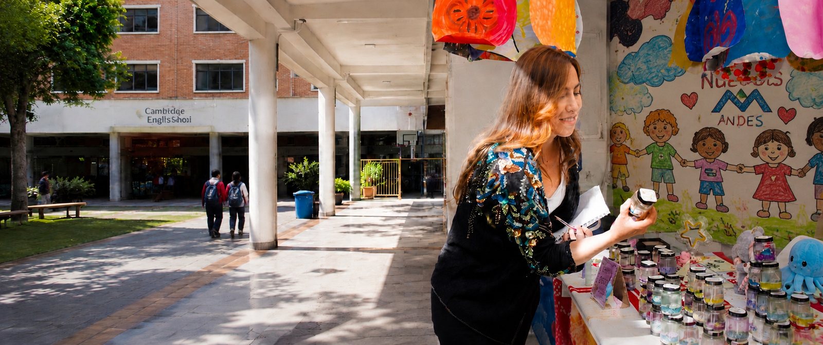 The school principal in the art classroom